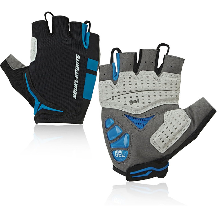 Велосипедні рукавички OuKe для чоловіків та жінок з гелевою підкладкою, дихаючі літні напівпальцеві рукавички для гірського велосипеда, шосе, фітнесу та активного відпочинку (Синій, S)