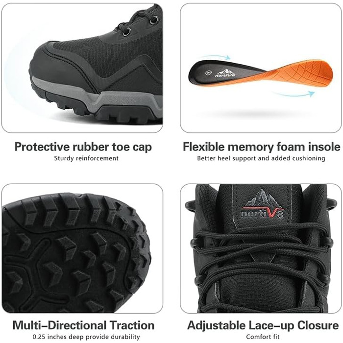 Чоловічі трекінгові черевики NORTIV 8, водонепроникні, чорні (44 EU)