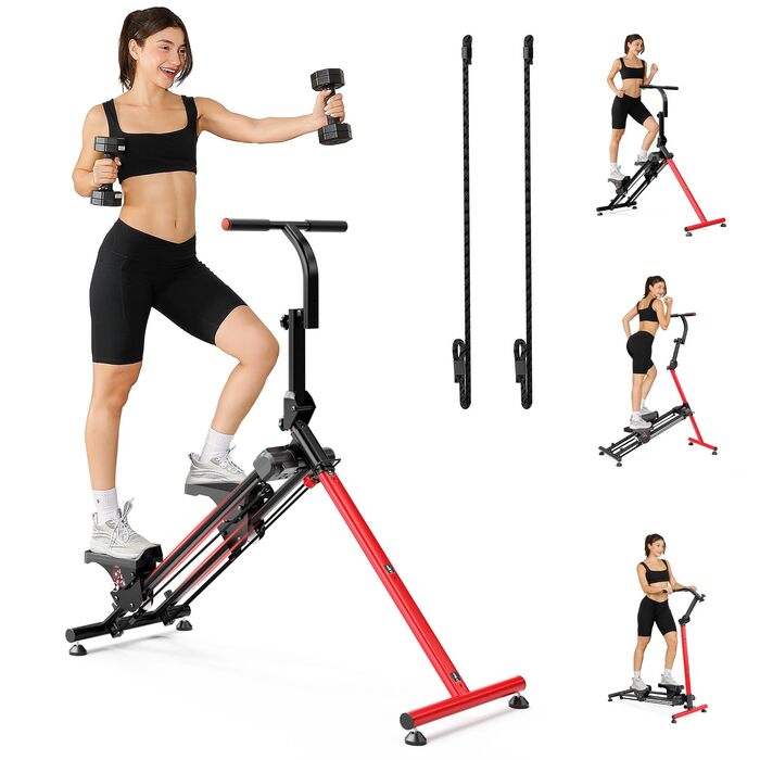 Сходи-степер YOLEO з регульованим опором для дому, складаний, 3 режими тренувань, компактний кардіо-тренажер, великі платформи, 90% зібраний, з ручкою (електричний степер + еластичне тросове навантаження *2)