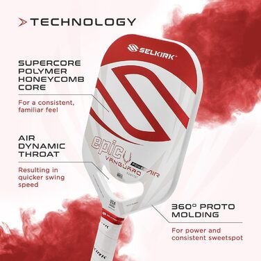 Преміальна карбонова ракетка для піклболу Selkirk Vanguard Power Air з технологією 360 Proto Molding та FlexFoam, максимальна потужність і контроль