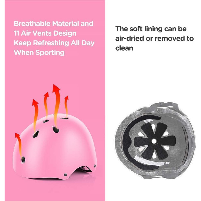 Набір наколінників та шолома Kinder для дітей 3-10 років (рожевий) | Захист для роликів, скейтборда, велосипеда