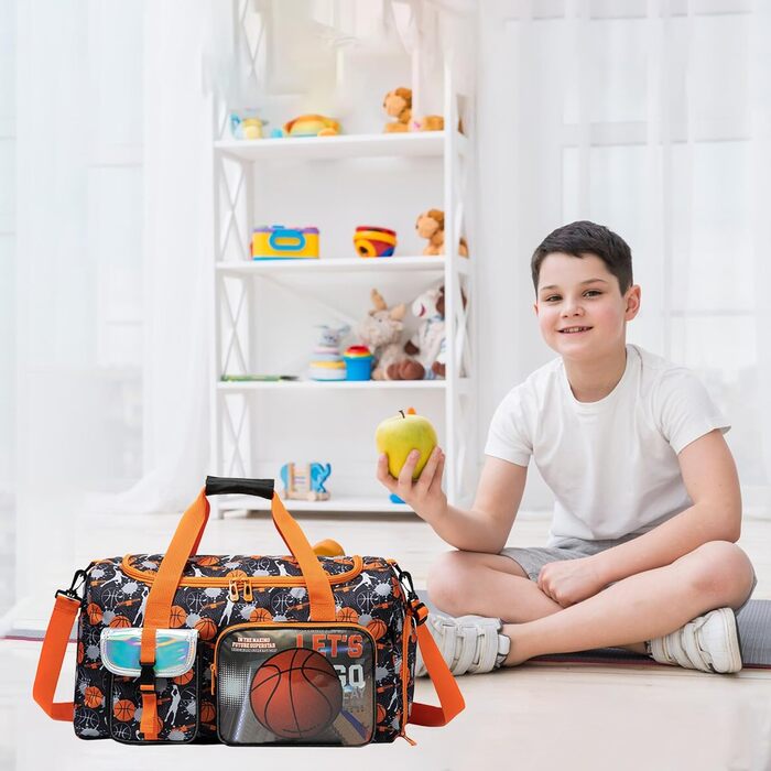 Дитяча спортивна сумка HTgroce з відділенням для взуття. Сумка для плавання, подорожей, дівчаткам. Колір: білий, серце. З баскетбольним дизайном.