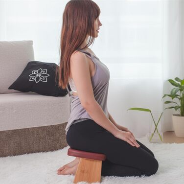 Банкетка для медитації Beeveer з товстим сидінням, бамбукова, складна, з магнітним замком, для йоги, подорожей, молитви та дзен-медитації