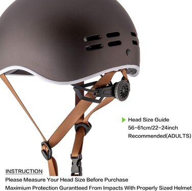 Шолом велосипедний OnBros для чоловіків та жінок - Retro Urban Commuter, регульований 56-61 см, колір кава