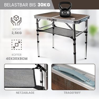 Зручний складаний столик Alpinez 60x40 для кемпінгу, відпочинку на природі, балкону та грилю | Компактний та легкий | Розміри 60x40 см