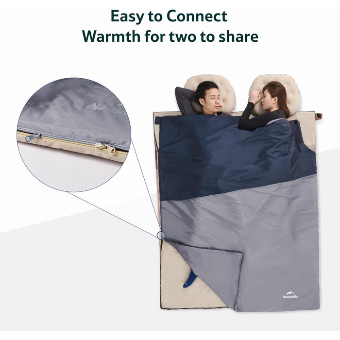 Спальний мішок Naturehike Ultraleicht – ультралегкий, 680/760g, для 3 сезонів, 190x75/205x85cm, для походів, рюкзаків, кемпінгу, комфортна температура 15°C (Димно-синій/Світло-синій)