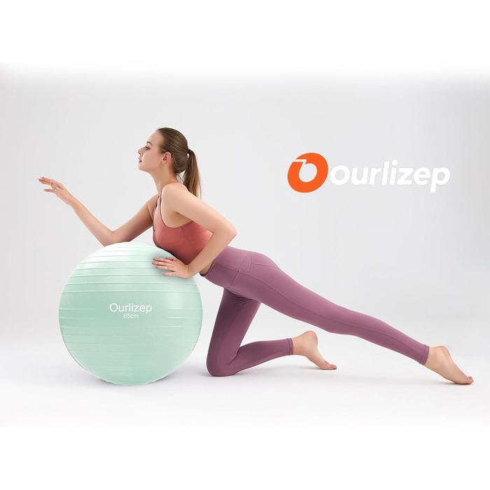 Гімнастичний м'яч для фітнесу, йоги та тренувань: 55-65 см, зелений. В комплекті насос.