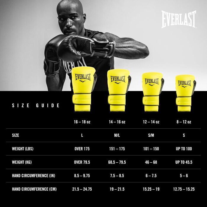 Боксерські рукавички Everlast Powerlock 2 Pro: для спарингу, тренувань з мішком та захисту зап'ястя. Оригінальні рукавички Everlast Gear, 12oz, NEON YELLOW
