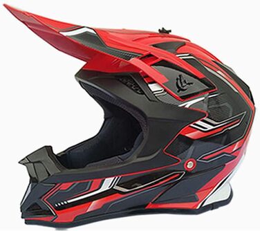 Мотошолом YASE Cross для мотокросу, ендуро, даунхілу: повний захист обличчя, MTB, Moped/ATV (чорний/червоний/білий, XL 58-59 см)