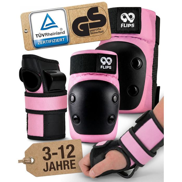 Захист для колін та ліктів 99FLIPS для дітей (3-12 років), рожевий - комплект для роликів, скейтборду, самокату (XS/S/M)