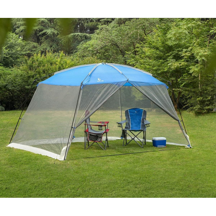 Крісло для кемпінгу Alpha Camp, складне, 160 кг, з підлокітниками та тримачем для напоїв, сталевий каркас, чорно-сіре