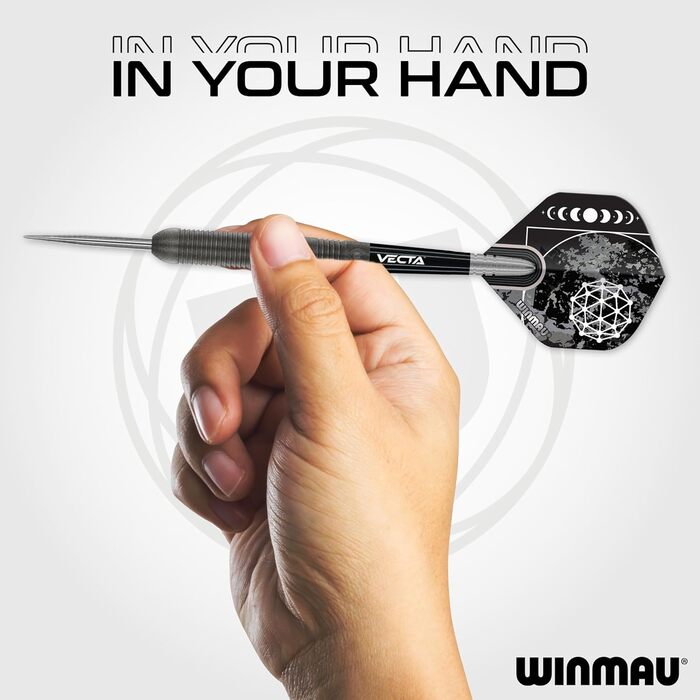 Дартс WINMAU Callisto 90% вольфрам, професійний набір з сталевим наконечником, 3 комплектації, ваги 22-26 г, з крилами та держателями