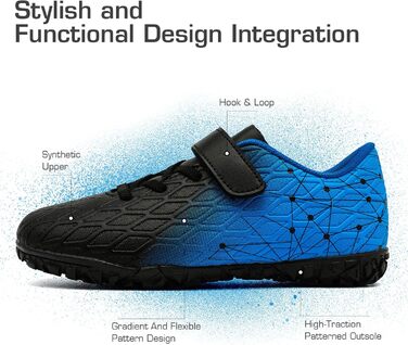 Дитячі футбольні бутси Kinder для залу та вулиці. Чорно-сині, розмір 35 EU