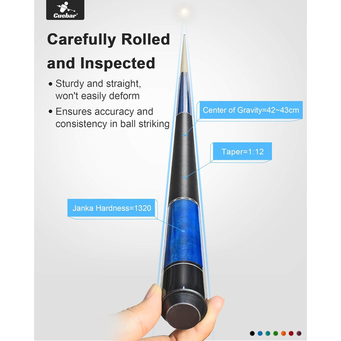 Набір київ для більяру CUEBAR (2 шт.), 147 см, для дорослих, з імітацією шкіри, 2 кольори та ваги