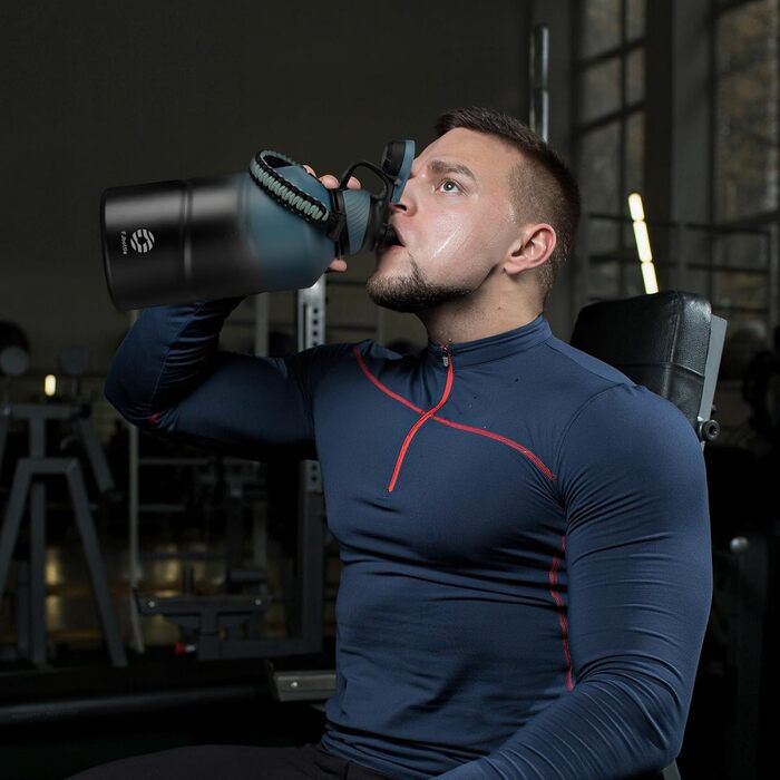 Фляга для води Fjbottle з нержавіючої сталі 1900 мл з магнітною кришкою, BPA Free, подвійні стінки, термо, без витоку, для спорту, універу, кемпінгу, подорожей, темно-синій колір