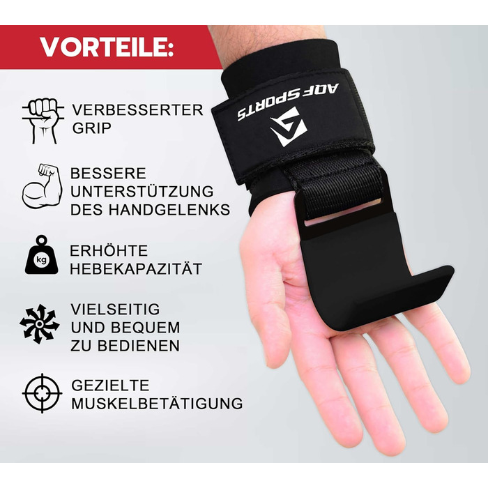 Набори гаків для важкої атлетики AQF – нековзні ручки з гумовим покриттям, 8 мм неопренова підкладка, для чоловіків та жінок (пара), ідеальні для підйому ваги та пауерліфтингу (чорний)