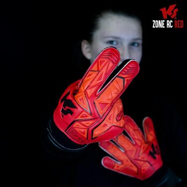 Дитячі воротарські рукавички KEEPERsport Zone RC без захисту пальців, 3 мм грип, футбольні рукавички для дітей і підлітків, червоні, різні розміри