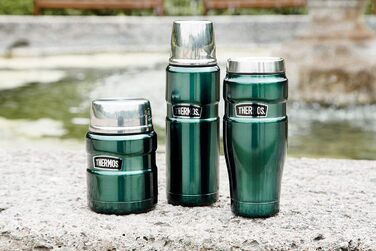 Термокружка THERMOS Stainless King 470 мл, зелена, для кави і чаю, нержавіюча сталь, ізоляційна, герметична, зберігає тепло 7 годин, холод 18 годин, BPA Free, підходить для посудомийної машини