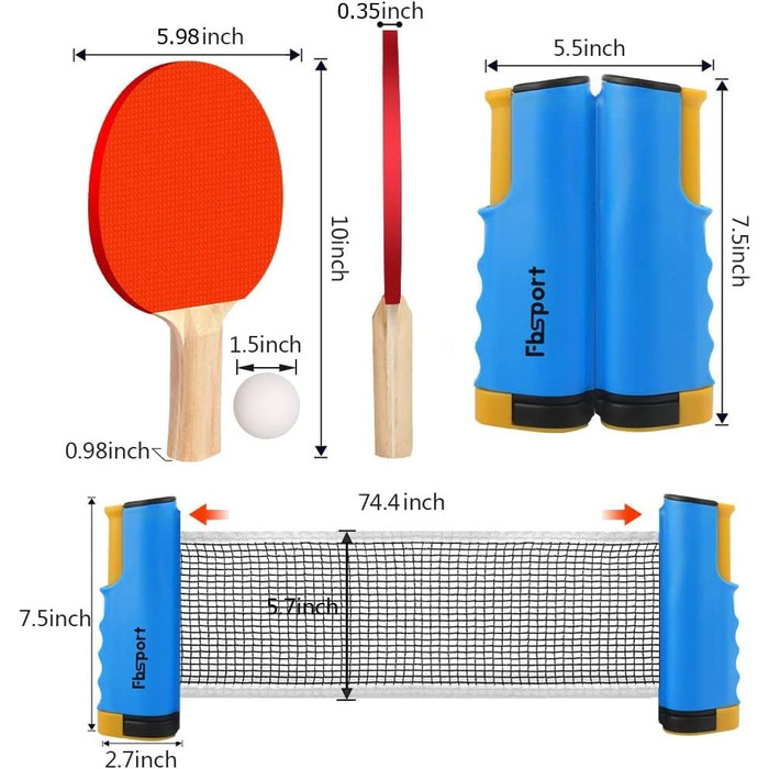 Набір для настільного тенісу: 2 ракетки, сітка, 6 м'ячів, сумка, для початківців, сім'ї та професіоналів