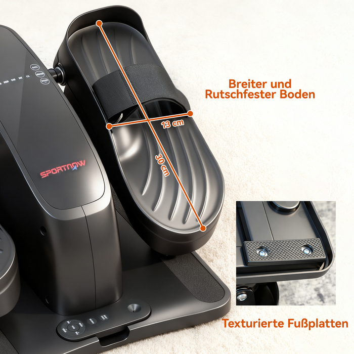 Міні-тренажер для ніг SportNow, 12 швидкостей, LED-дисплей, пульт дистанційного керування, нековзне покриття, портативний, металевий, пластиковий, чорний