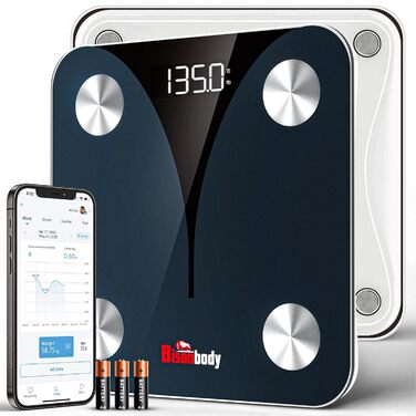 Розумна вага Bisonbody Smart Digitalwaage: аналіз складу тіла, BMI, жир, 8 користувачів, підключення до смартфону