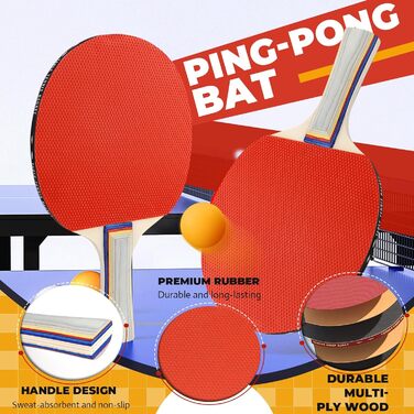 Набір для пінг-понгу CHRI: 2 ракетки, сітка, 6 м'ячів, сумка. Підходить для дітей та дорослих