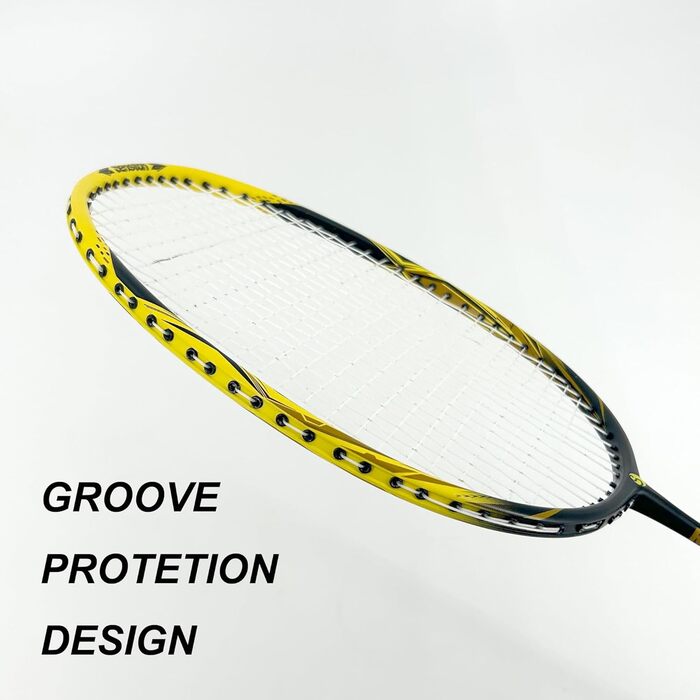 Набір для бадмінтону Senston: 2 ракетки з карбону, сумка та 6 воланів (жовто-зелений)