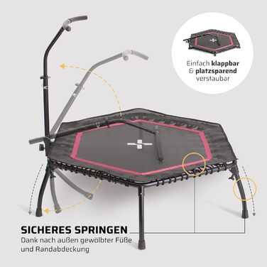 Трамплін для фітнесу SportPlus з тихим гумовим пружинним механізмом, до 130 кг, червоний, складаний