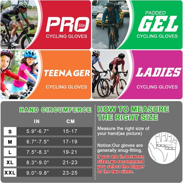 Велосипедні рукавички Grebarey для гірського велосипеда, чоловічі та жіночі, з антиковзаючою поверхнею та амортизацією, розмір S, зелені