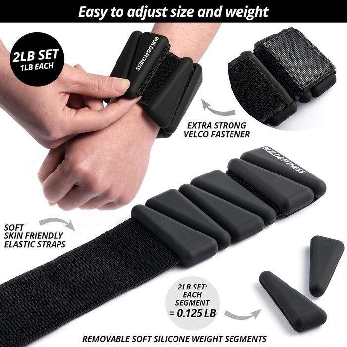 Набір вантажів на зап'ястя та кісточки (2 шт x 0,5 кг) з регульованими ремінцями для фітнесу, йоги, аеробіки