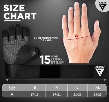 Рукавички для тренувань RDX Fitness з фіксаторами зап'ястя, 15 дюймовий ремінь, неслизька долоня, для залу, важкої атлетики, пауерліфтингу, чоловічі/жіночі (Хакі, XL)