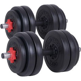 Гантелі TrainHard 2x14 кг, набір 28 кг, пластикові, гриф 30/31 мм, зіркоподібний замок