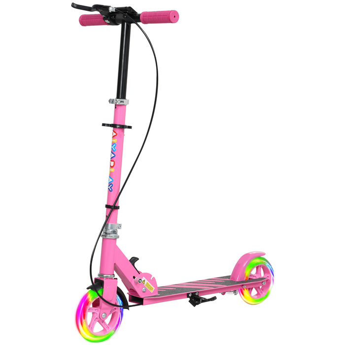 AIYAPLAY Scooter Дитячий складаний дитячий самокат з регульованою висотою керма, 2 колесами, що світяться, ручним гальмом і заднім гальмом Самокат Самокат для 3-8 років Діти рожеві | Аосом