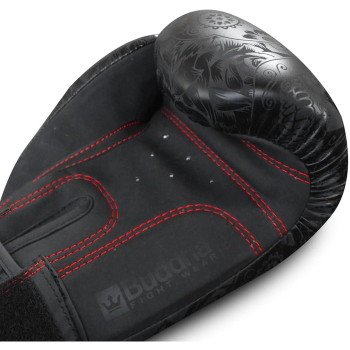 Боксерські рукавички BUDDHA FIGHT WEAR Fantasy Luzbel 16 унцій, пурпурні, для Муай Тай та кікбоксингу, преміум штучна шкіра, антимікробна підкладка, посилені шви, різні дизайни