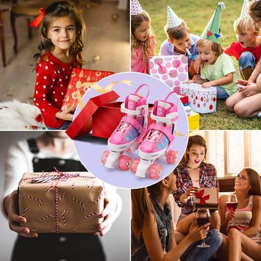 Роликові ковзани Gonex регульовані, світлові, для дівчаток та хлопчиків, розмір 35-38 (33-36)