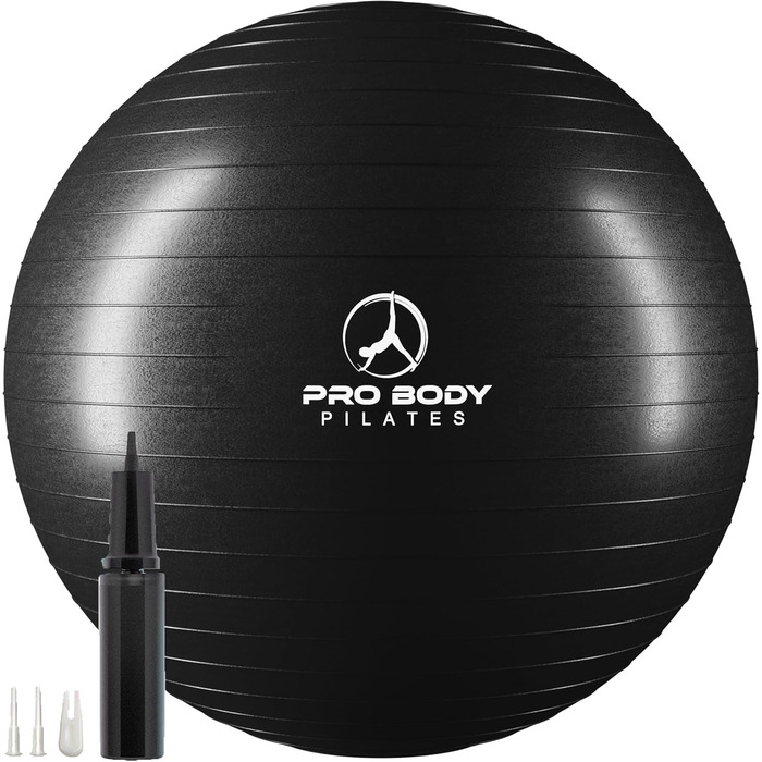 Фітбол ProBody Pilates Ball 85 см: для фітнесу, йоги, реабілітації та вагітності (чорний)