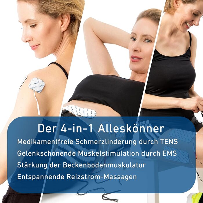 Апарат TENS EMS STIM-PRO X9B з 4 каналами та 8 електродів для болісної терапії, масажу та м'язового стимулювання - axion® (3) X9B