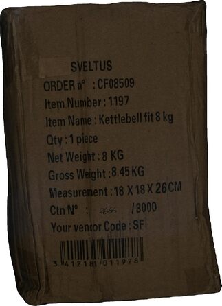 Гиря Sveltus 8 кг помаранчева для фітнесу та тренувань