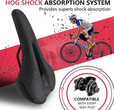 Велосипедне сідло HUGEOAKS для чоловіків та жінок: комфортне, для MTB, шосе, тренажера, DH, BMX