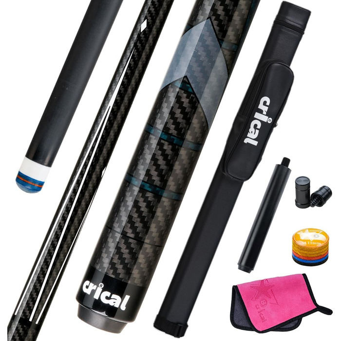 CRICAL Більярдний кий з карбону, 147 см, професійний, з'єднання 3/8 x 8, наконечник 12.5 мм, CL-01 Set