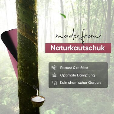YOGALABS® Преміум йога-мат STUDIO 185×68×0,4 см, екстра великий, ремінь у комплекті, ECO PU та натуральний каучук, антиковзка поверхня, для йоги, гімнастики та пілатесу, 100% екологічний, без шкідливих речовин, бузковий