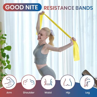 Гумові еспандери Good Nite Fitnessbänder 4 шт. - для фітнесу, пілатесу, йоги та силових тренувань (4 рівні опору) + сумка для зберігання