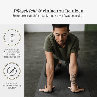 Килимок для йоги Lotuscrafts® з нековзким покриттям, 183 x 61 x 0,5 см, легкий фітнес-килимок для гімнастики та спорту, екологічний та безпечний