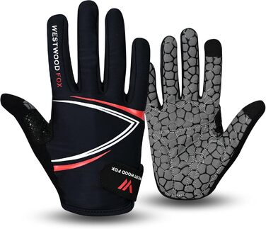 Велосипедні рукавички Westwood Fox Vofinger з антиковзаючою поверхнею та підтримкою сенсорного екрану, амортизуючі рукавички для гірського велосипеда, шосе, перегонів, велоспорту та спорту для чоловіків та жінок (M, червоні)