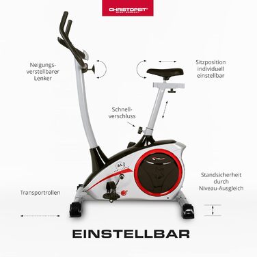 Велотренажер Christopeit Sport AL 2, 24 рівня, до 150 кг, магнітна система 9 кг, LCD-дисплей, сріблястий