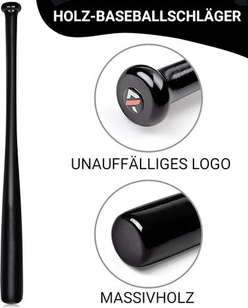 Біта для бейсболу Redfield з масиву дерева (76 см) - екологічна, чорна або натуральна