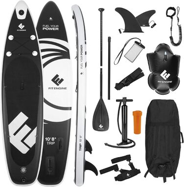 Надувна SUP-дошка FitEngine Allrounder 12', 365 см, комплект: весло, насос, drybag, чохол для телефону, drop-stitch технологія, універсальна для дітей і дорослих