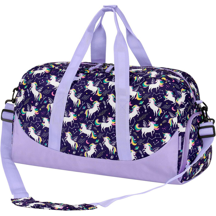 Дитяча спортивна сумка для подорожей Choco Mocha для дівчаток, велика дорожня сумка-даффл з єдинорогом, фіолетова