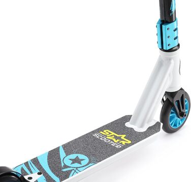 Трюковий самокат STAR SCOOTER Pro Sport 110 мм для дітей від 5 років, алюмінієвий, біло-синій, HIC компресія