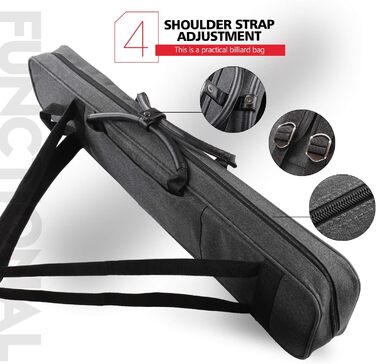 Чохол для бильярдної кия KONLLEN Oxford Cloth 2x4, сірий - сумка для кия